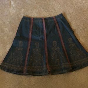 Embroidered jean skirt